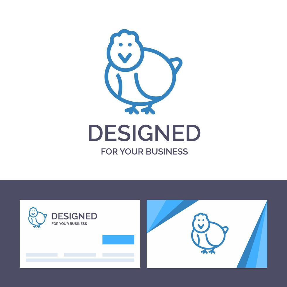 tarjeta de visita creativa y plantilla de logotipo pollo pascua bebé feliz vector ilustración