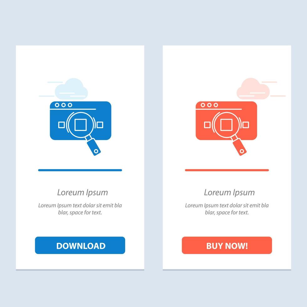 investigación análisis análisis datos información búsqueda web azul y rojo descargar y comprar ahora plantilla de tarjeta de widget web vector