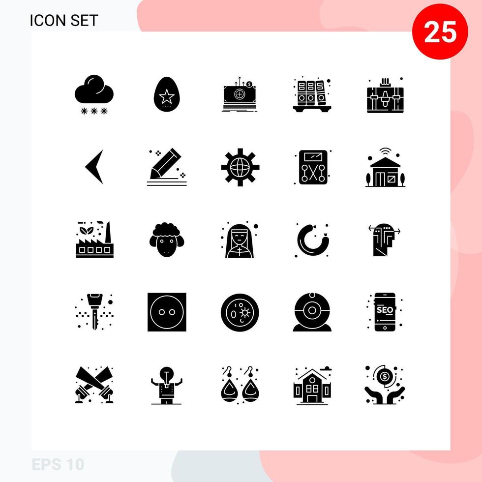 25 Creative Icons Modern Signs and Symbols of hobbies handbag money history archive Editable Vector Design Elements