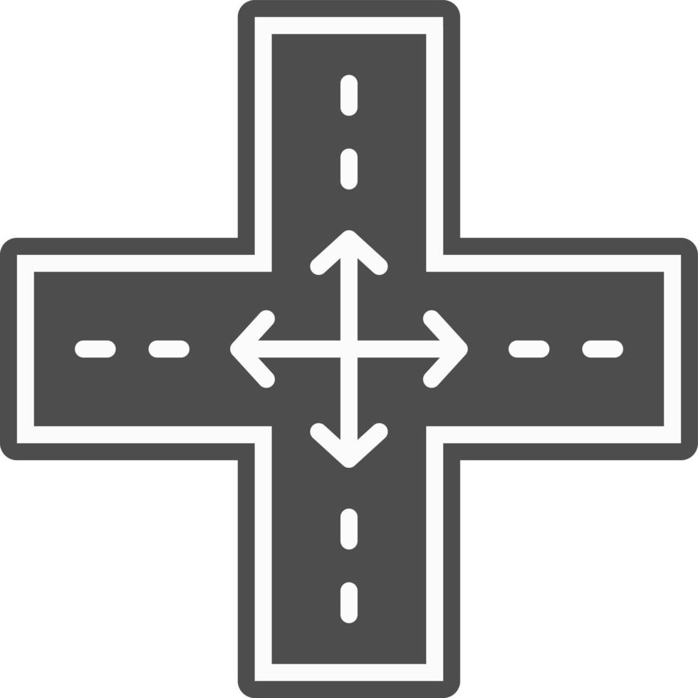 Four Way Intersection Vector Icon Design