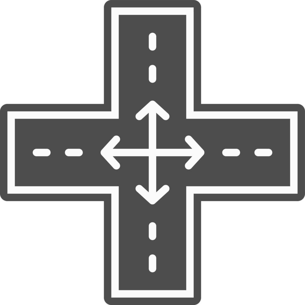 Four Way Intersection Vector Icon Design