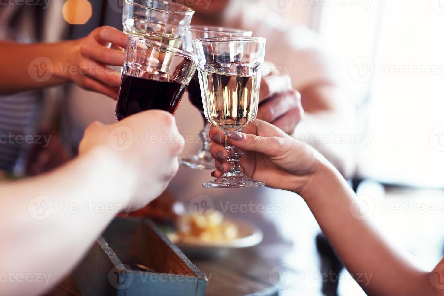 Group Of Friends Enjoying Meal In Restaurant photo