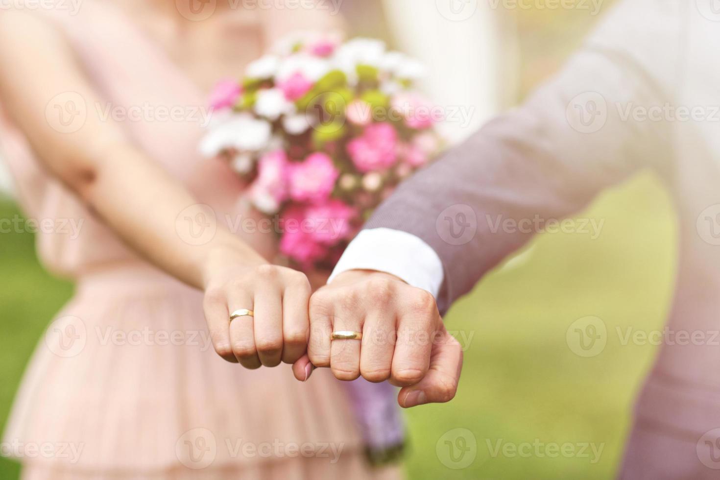Beautiful wedding couple enjoying wedding photo