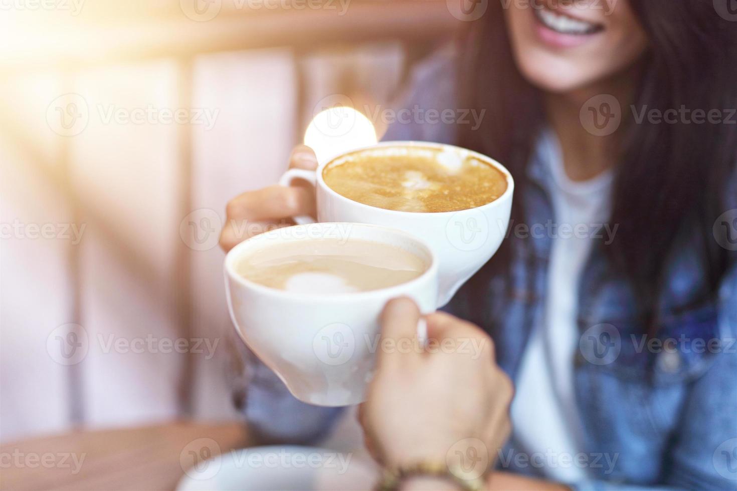 Romantic couple dating in cafe photo