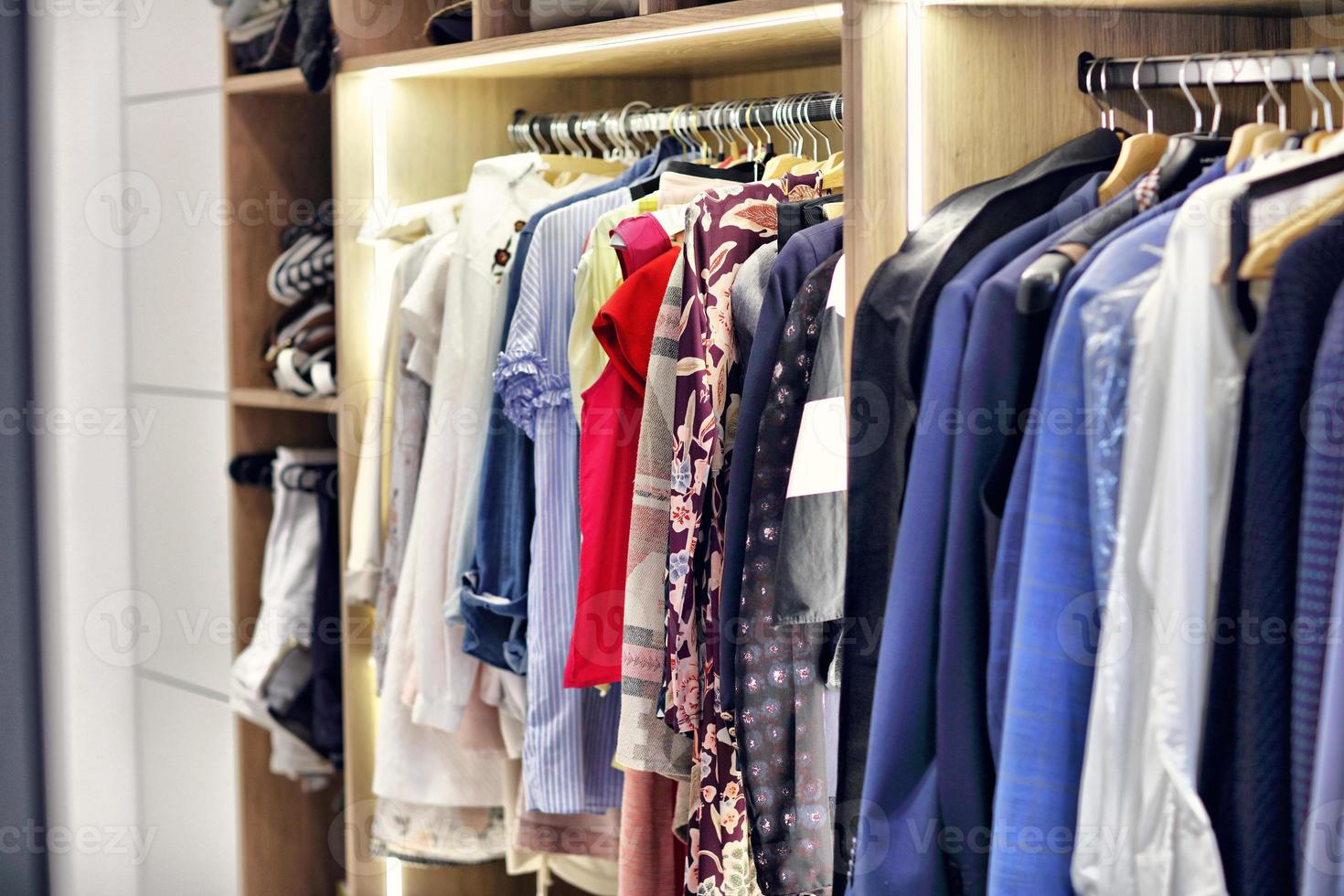 Moder walk-in closet at home photo