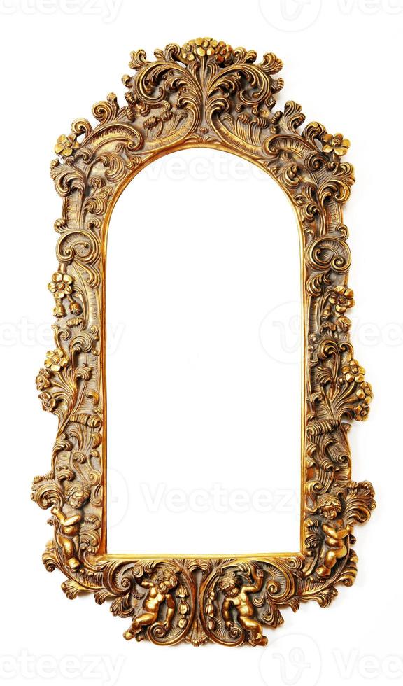 Gold frame on white background photo