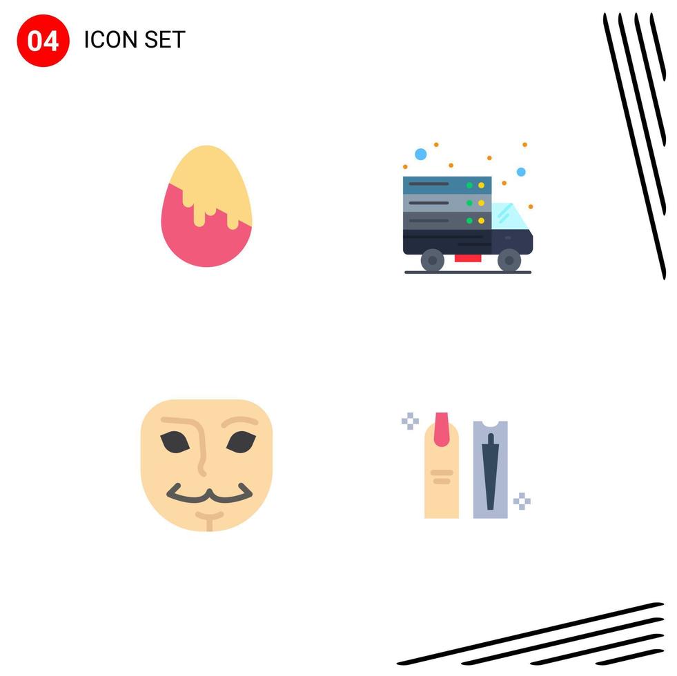 conjunto moderno de 4 iconos y símbolos planos, como la decoración, la transferencia de huevos, la belleza, los elementos de diseño vectorial editables vector