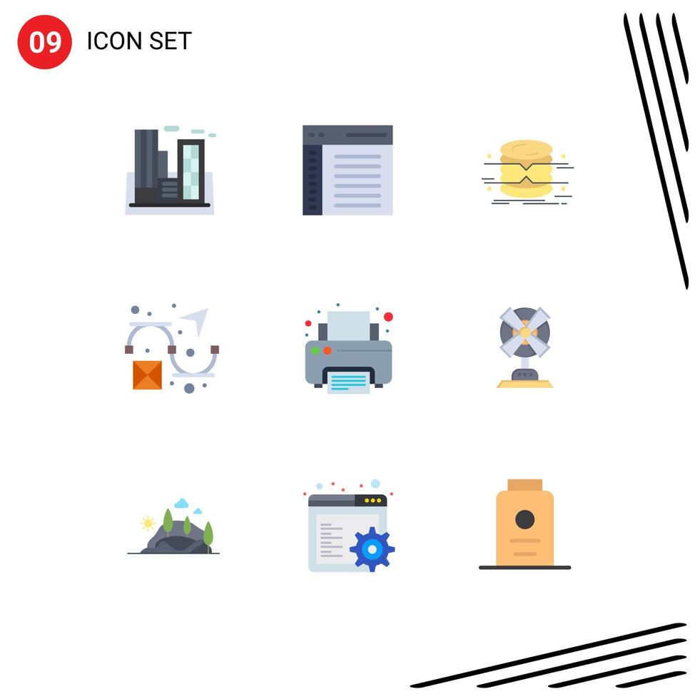 Set of 9 Vector Flat Colors on Grid for design creative interface monitoring architecture Editable Vector Design Elements