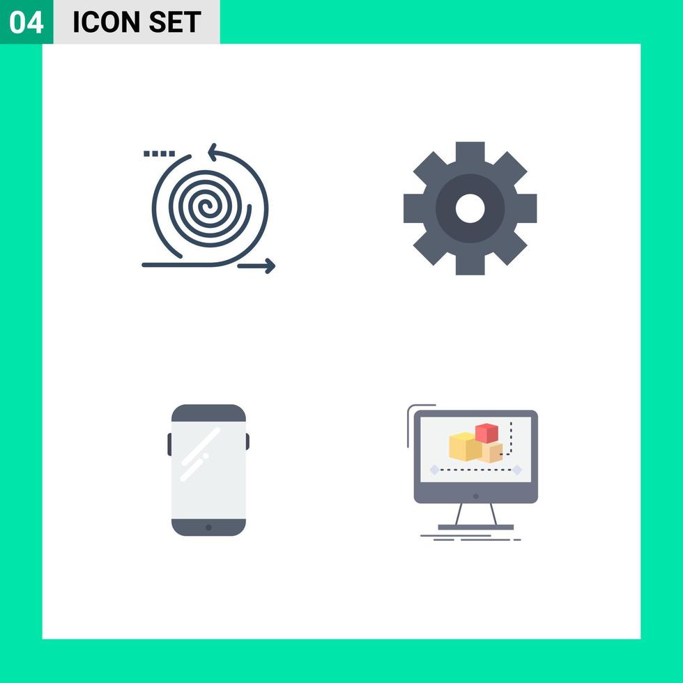 Editable Vector Line Pack of 4 Simple Flat Icons of business phone management media mobile Editable Vector Design Elements