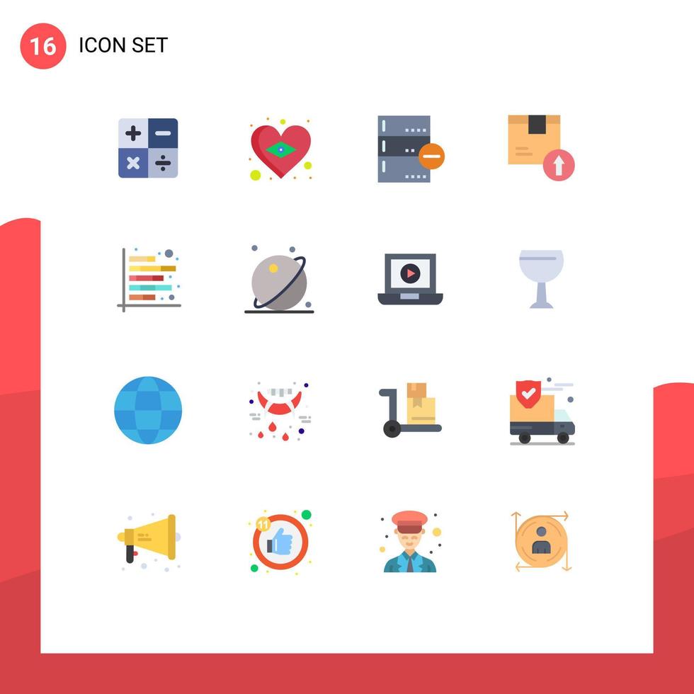 Group of 16 Modern Flat Colors Set for analysis logistic base delivery arrow up Editable Pack of Creative Vector Design Elements