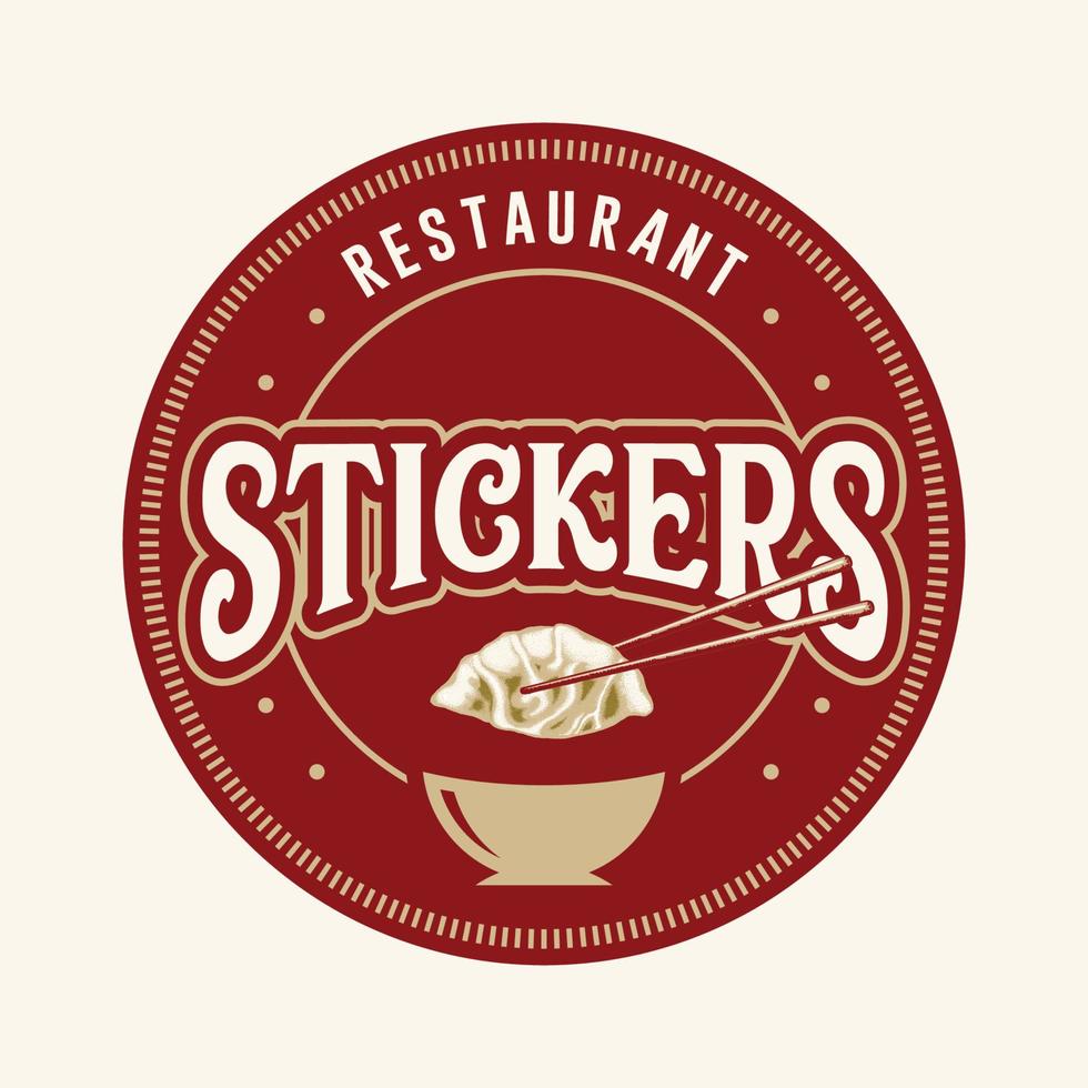 albóndigas y palillos. ilustración para el logo del restaurante. icono de comida asiática para restaurante japonés, coreano, chino o asiático.elemento de diseño para logotipo, afiche, tarjeta, pancarta, emblema, camiseta. vector