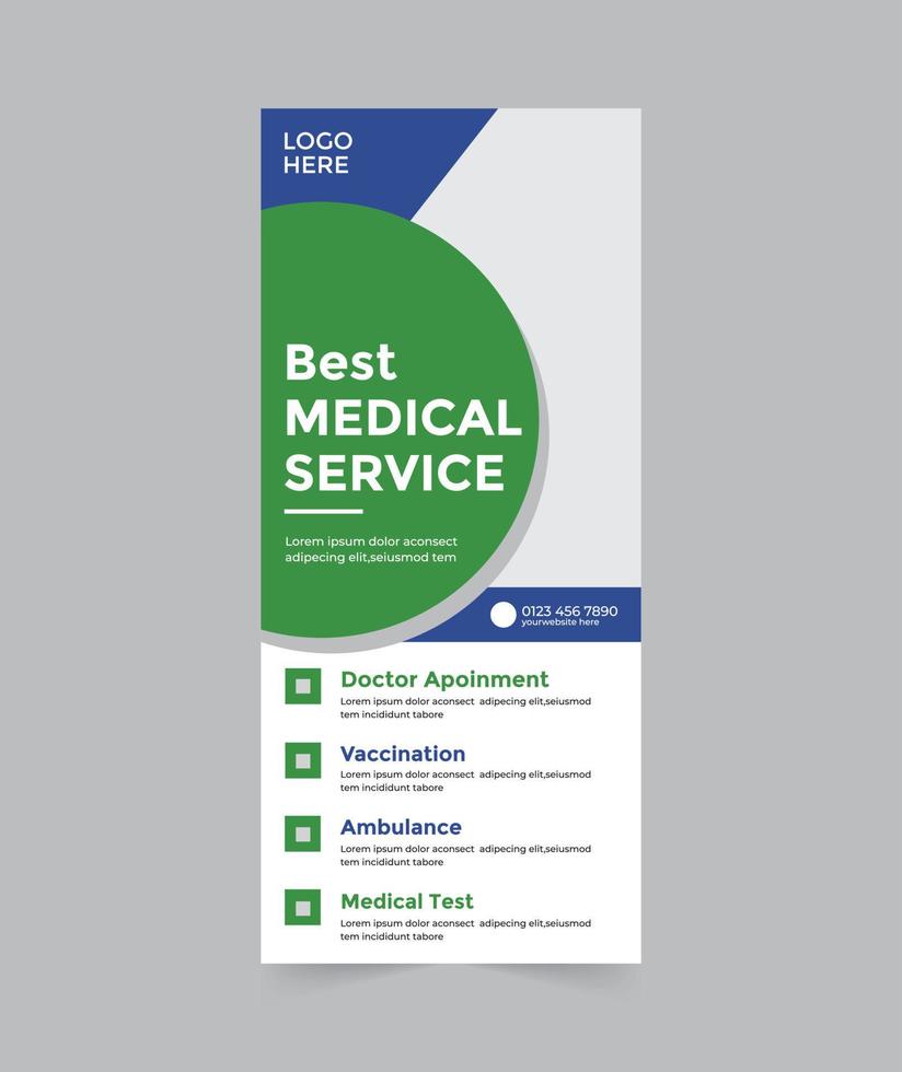 Medical rack card dl design vector