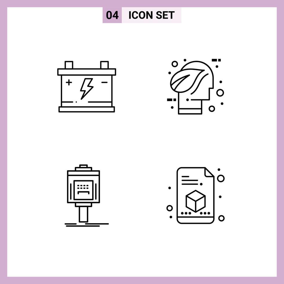 Pictogram Set of 4 Simple Filledline Flat Colors of acumulator valet car environment service Editable Vector Design Elements