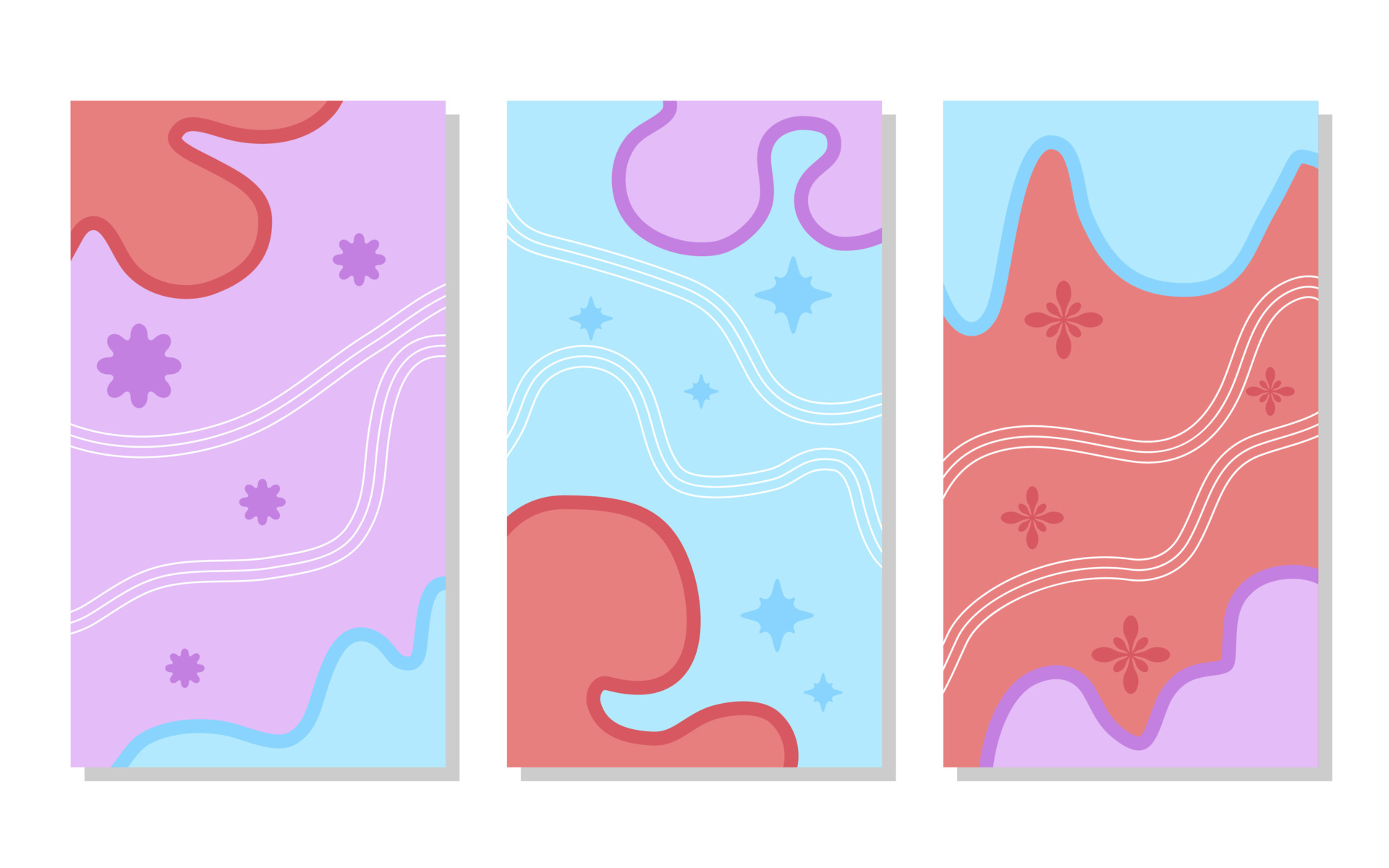 set of fluid abstract pastel color portrait background. red, soft