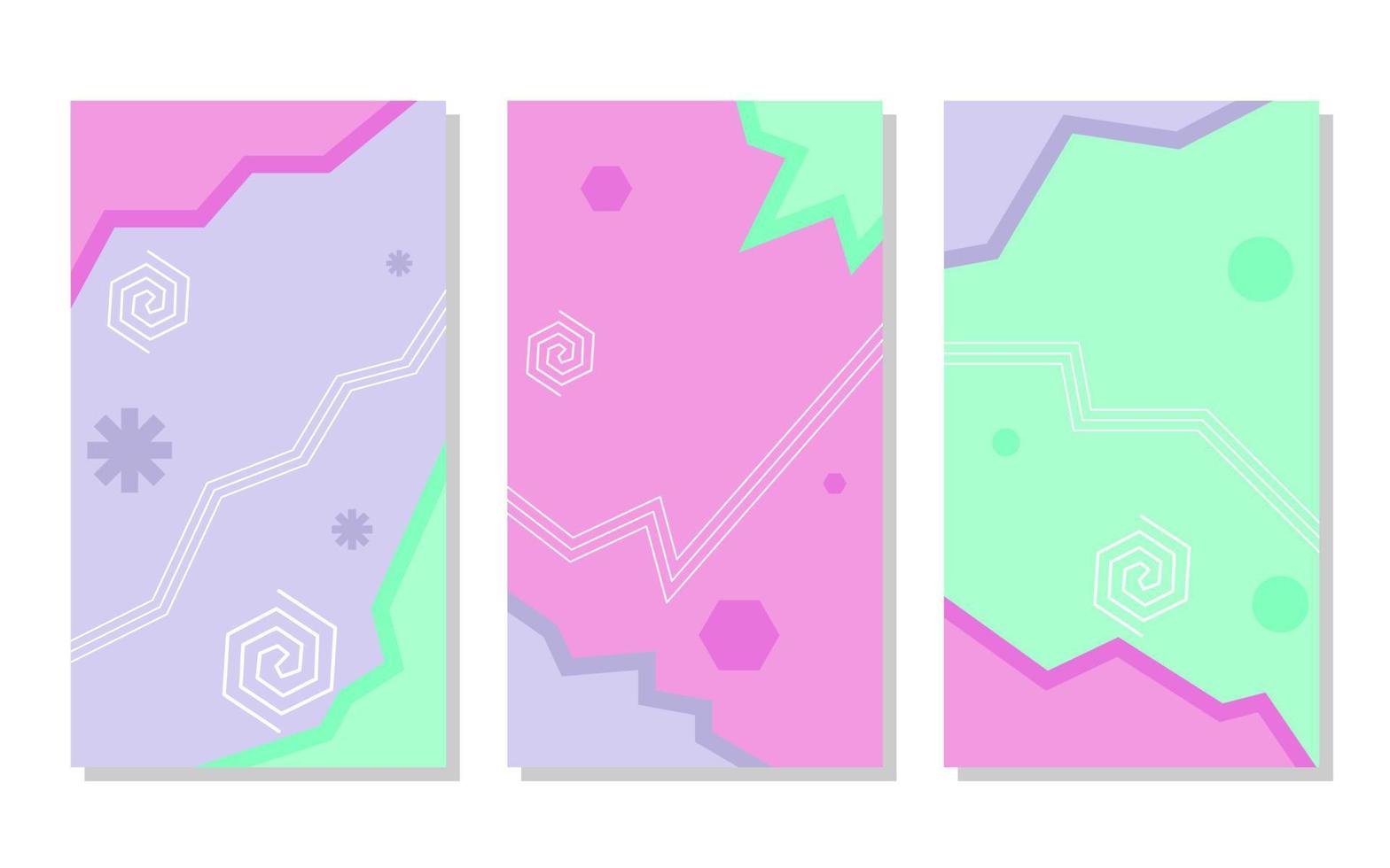 set of abstract pastel color background. pink, soft purple and pastel green. simple, flat and colorful concept. use for wallpaper, backdrop, social media, poster, flyer, banner and copy space vector