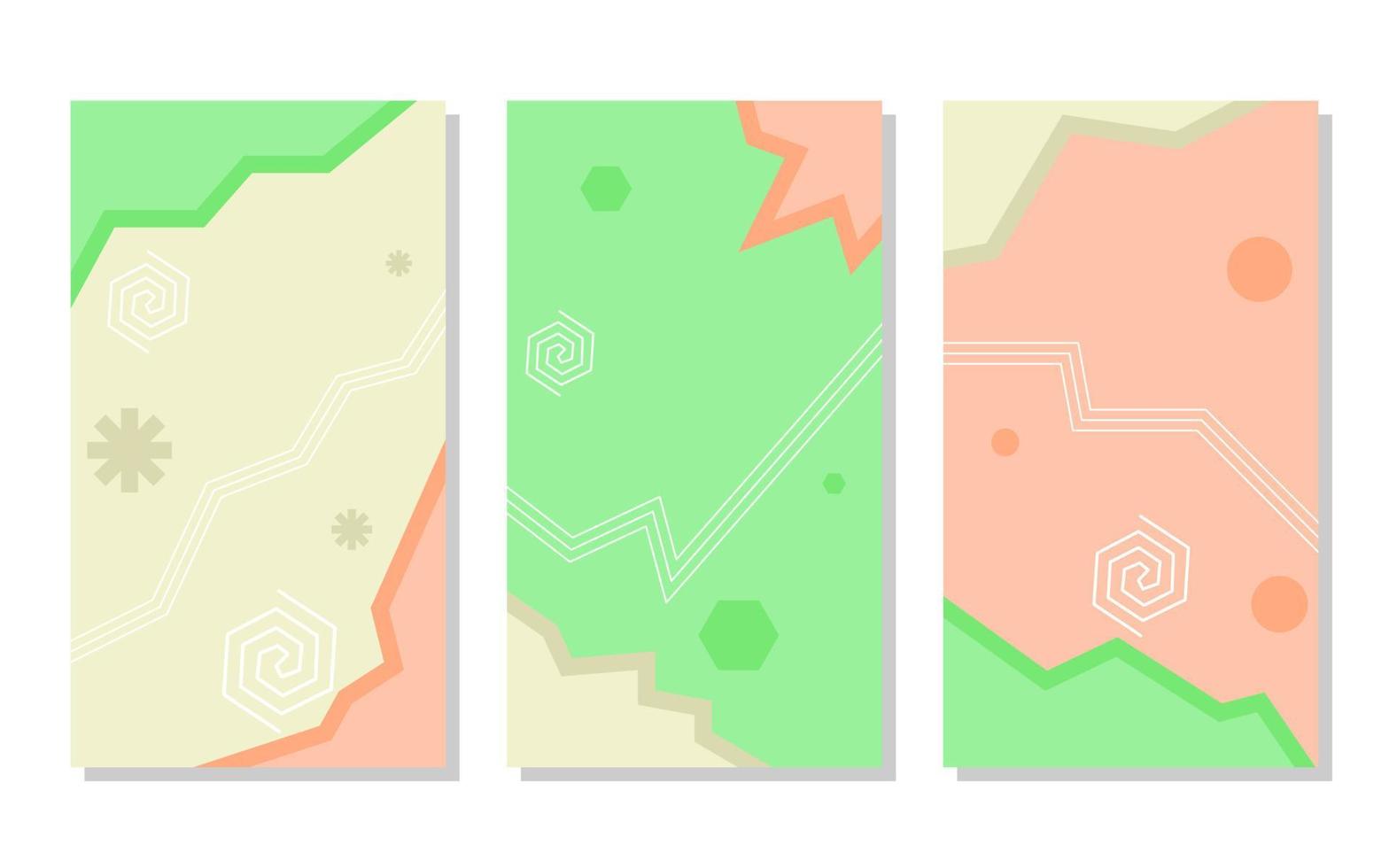 set of abstract pastel color background. green, soft brown and orange. simple, flat and colorful concept. use for wallpaper, backdrop, social media, poster, flyer, banner and copy space vector