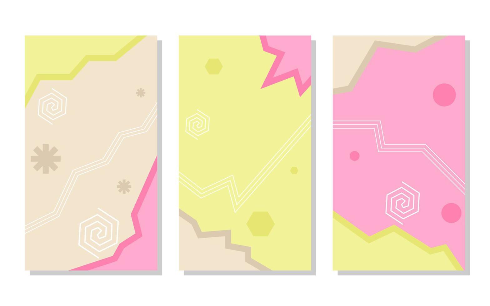 set of abstract pastel color background. yellow, soft brown and pink. simple, flat and colorful concept. use for wallpaper, backdrop, social media, poster, flyer, banner and copy space vector