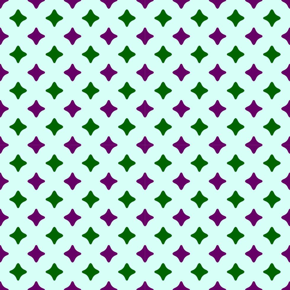 Seamless geometric repeating pattern of green and dark violet rhombs on light blue background vector