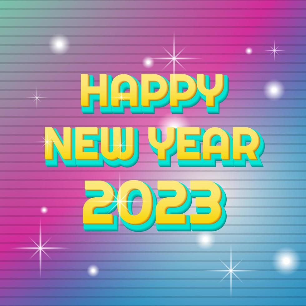 colorful background, 3d text effect and horizontal line pattern design for new year 2023.  simple and elegant concept. use for greeting card and social media vector