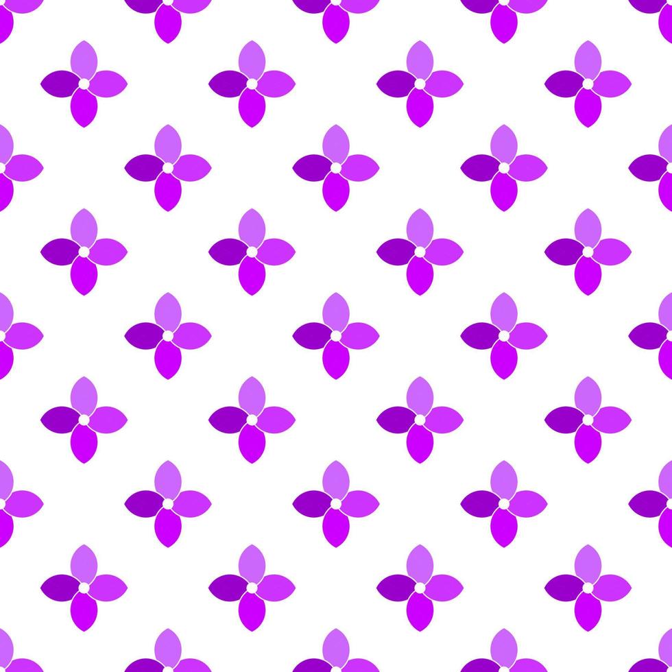 Seamless geometric repeating pattern of violet flower with four petals vector
