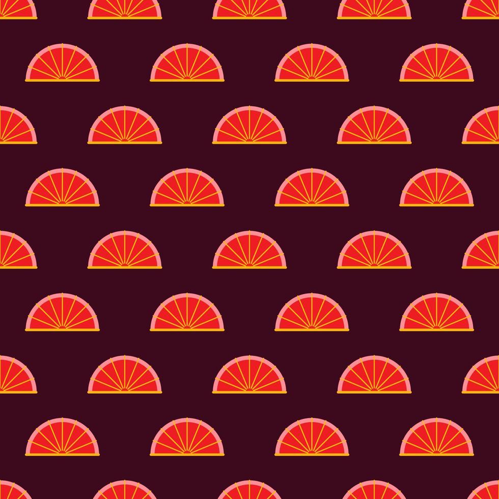 Seamless vector pattern of vibrant red semicircle on dark brown background for printing and wrapping