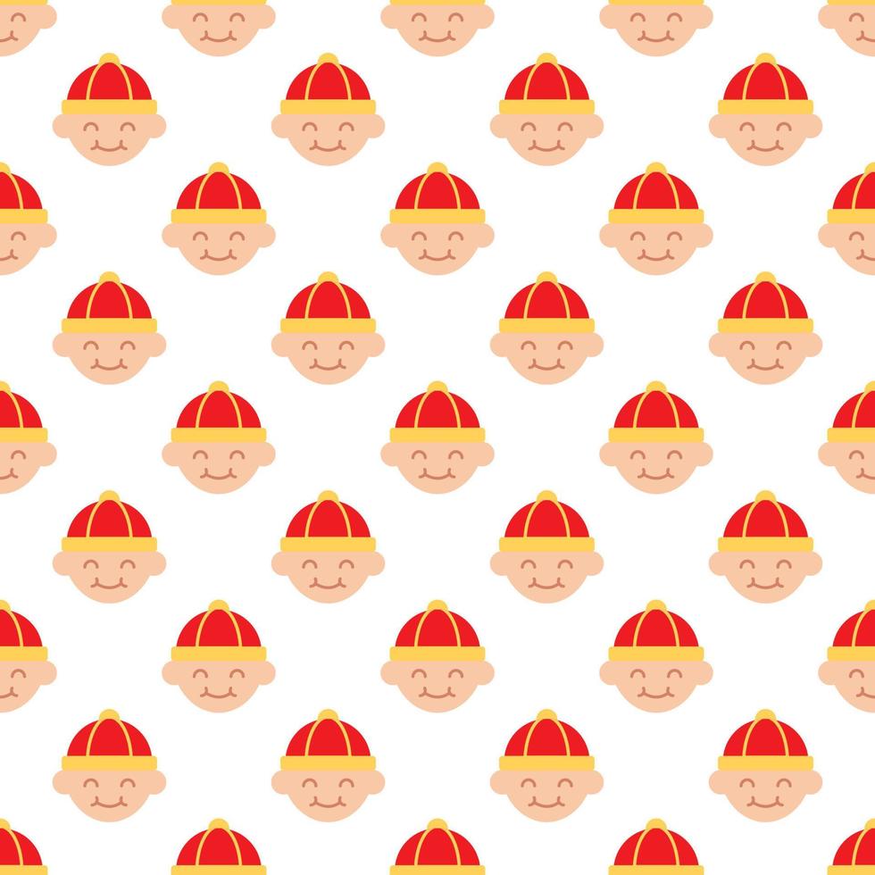 Seamless vector pattern of boy in red hat for printing and wrapping