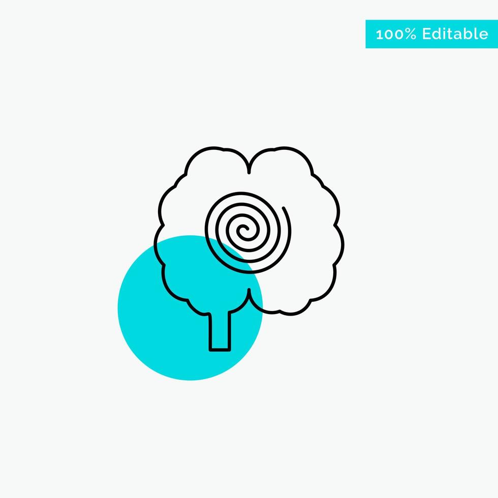 Brain Head Hypnosis Psychology turquoise highlight circle point Vector icon