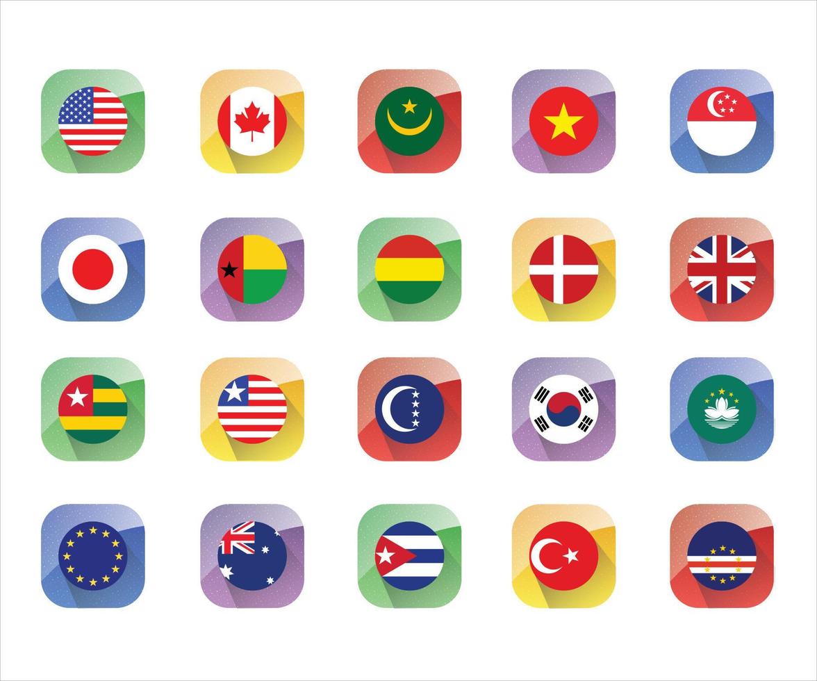 Vector Illustration Giant Asia Flag Set With world Country Flags