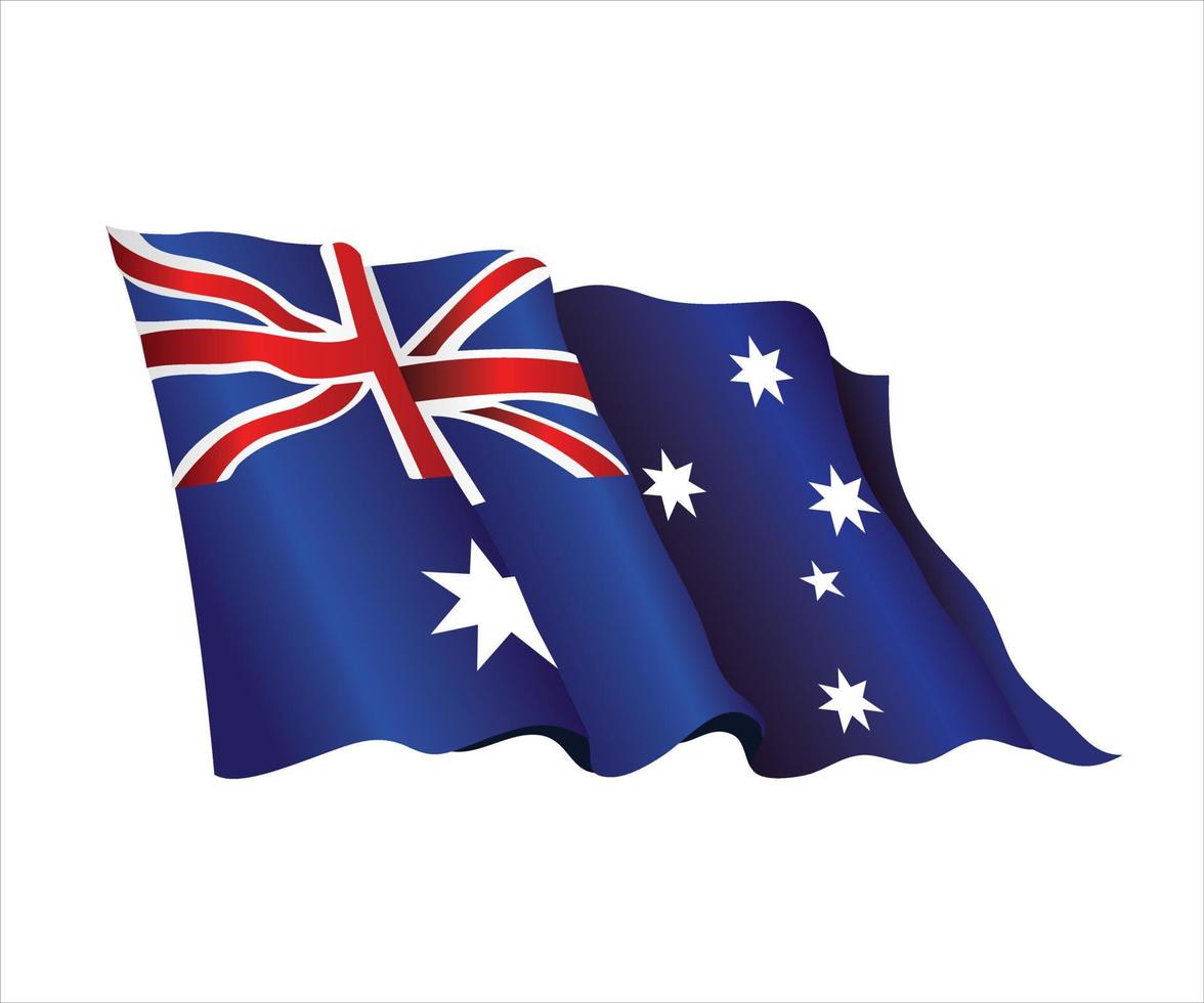 Flag of Australia. Vector. Illustration of a waving Australian flag against white background vector