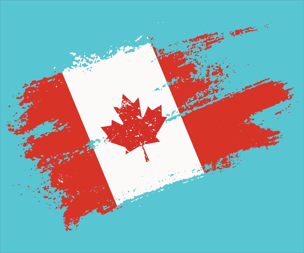 Canada Vector Flag. Happy Canada day with vintage style brush flag background. Vector illustration.