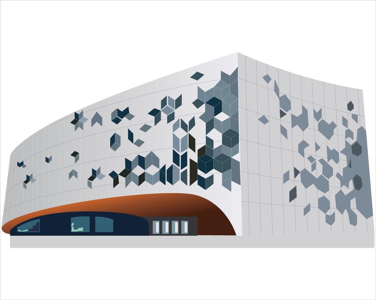 Vector isometric modern public library brick building. Isometric High Quality City Element. Town Hall