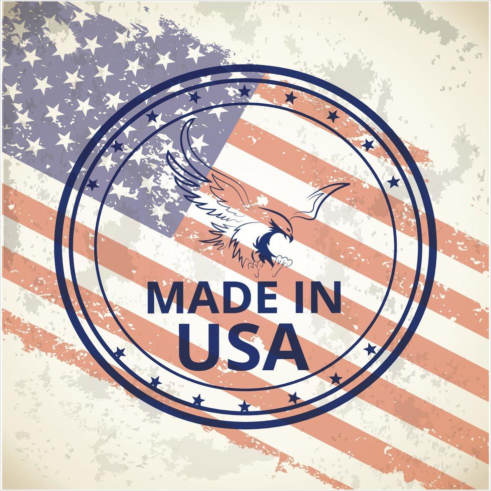 Vector made in USA sign. Made in USA . Composition with American flag for badge, label, pin, etc.