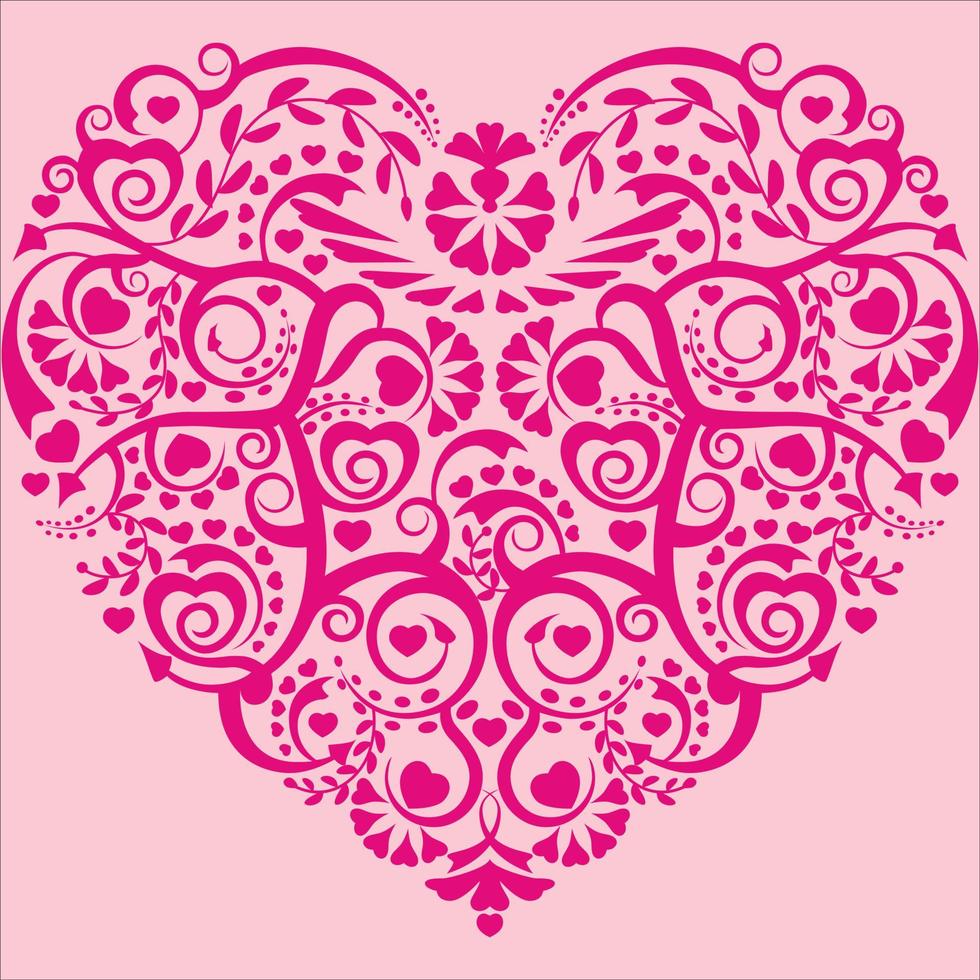 floral flor flor corazón espiral diseño vector hina