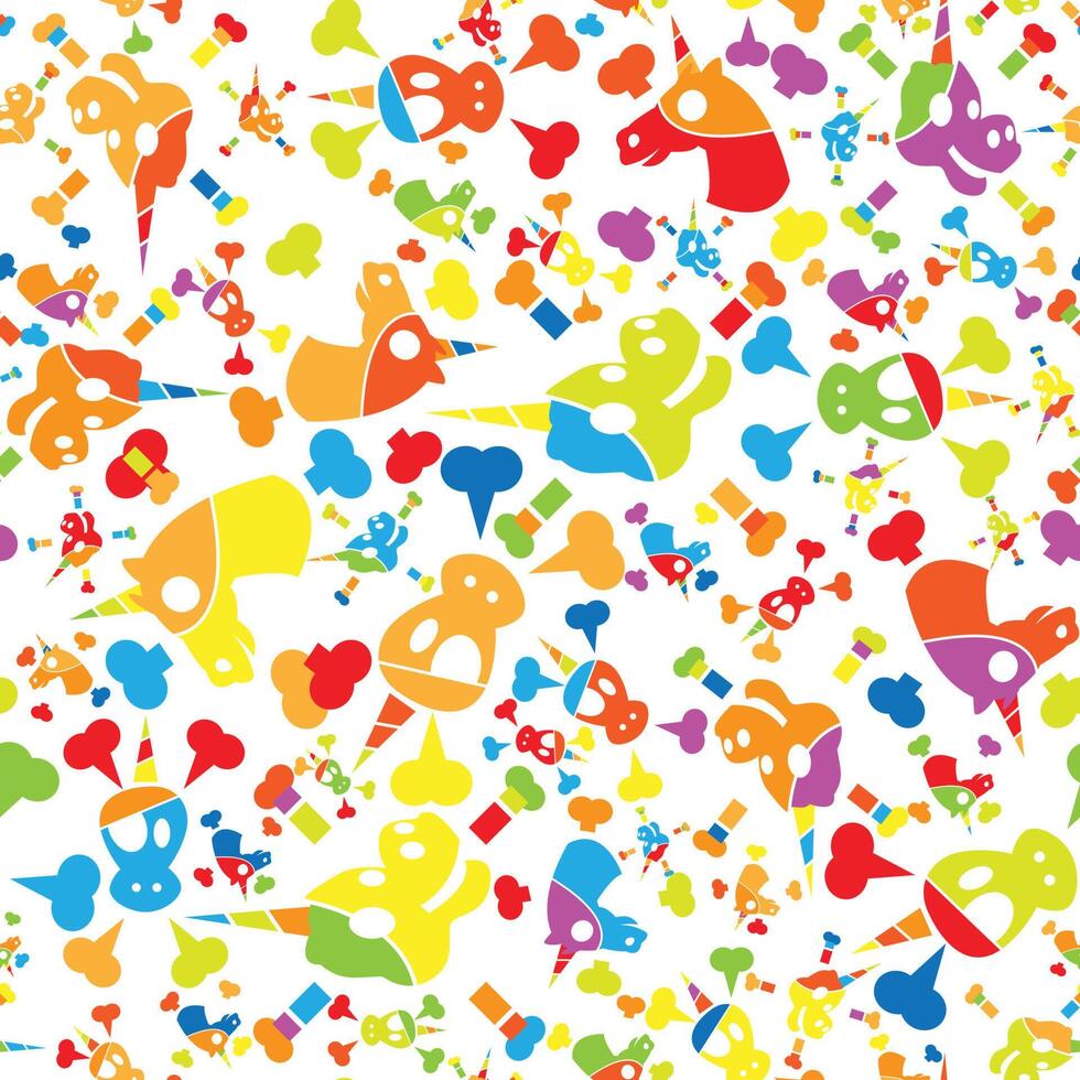 unicorn skull celebration cartoon vector pattern seamless wrap