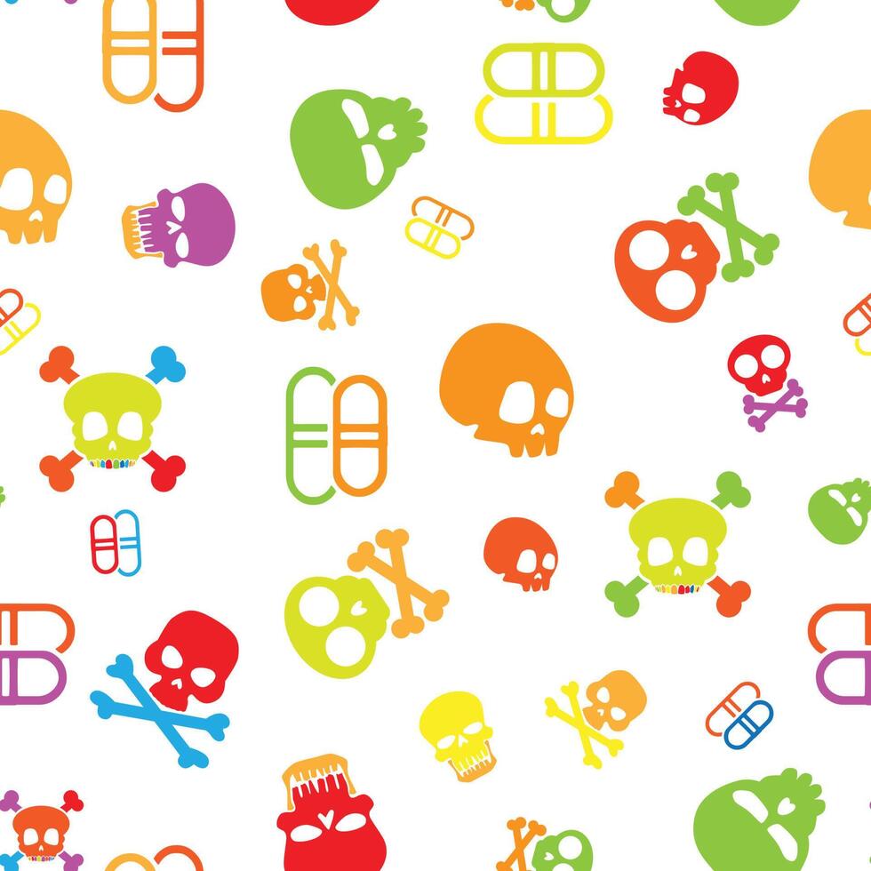 patern seamless vector repeat wrap skull bones butterfly funny colorful