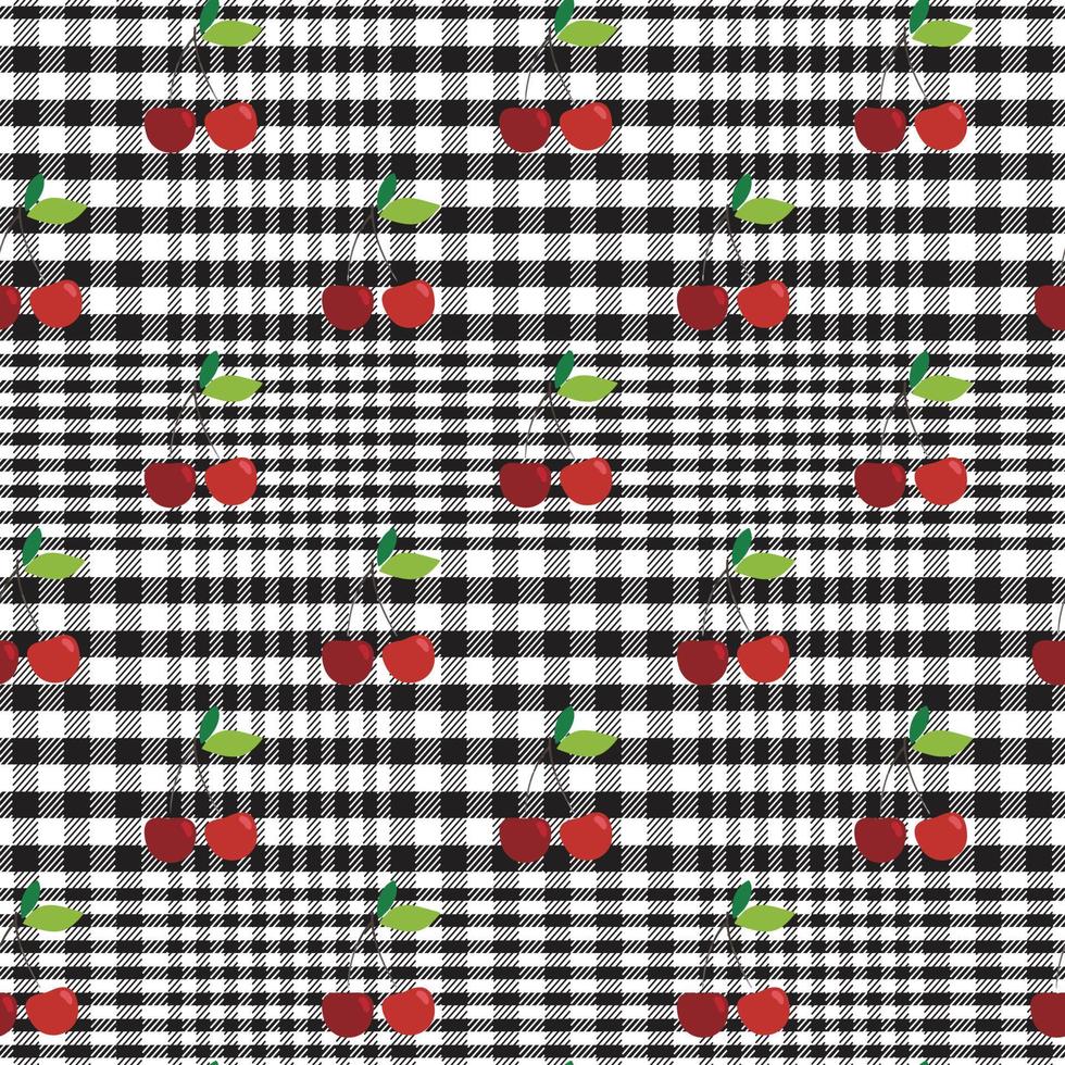 patern seamless vector repeat wrap cherry squares textile fruit