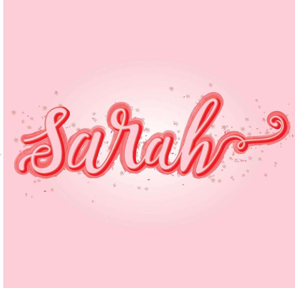 sarah nombre niña amor rosa guión escrito remolino sara vector