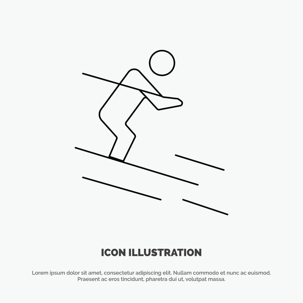 actividad esquí esquí deportista línea icono vector