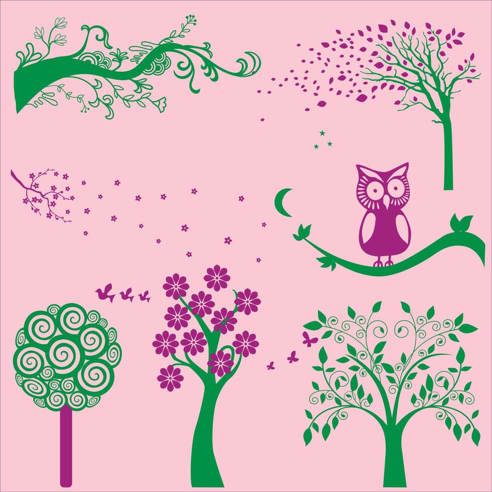 floral flower blossom tree seasons branches vector