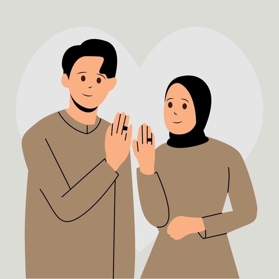 pareja comprometida que muestra la ilustración de los anillos vector