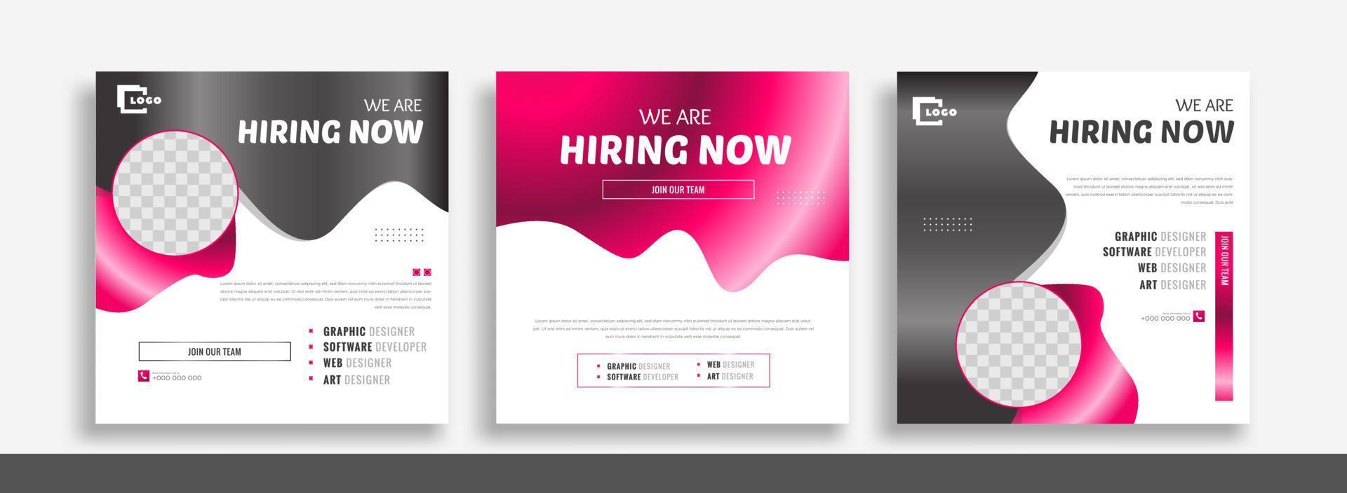 We are hiring job vacancy social media post banner design template with yellow color. We are hiring job vacancy square web banner design. vector