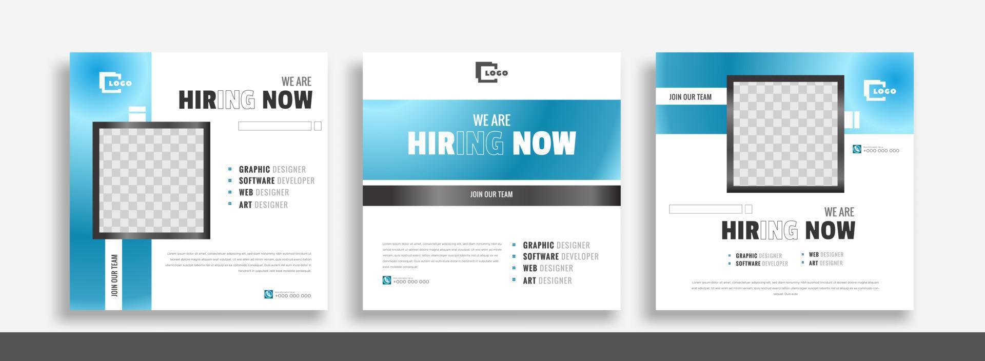 We are hiring job vacancy social media post banner design template with yellow color. We are hiring job vacancy square web banner design. vector