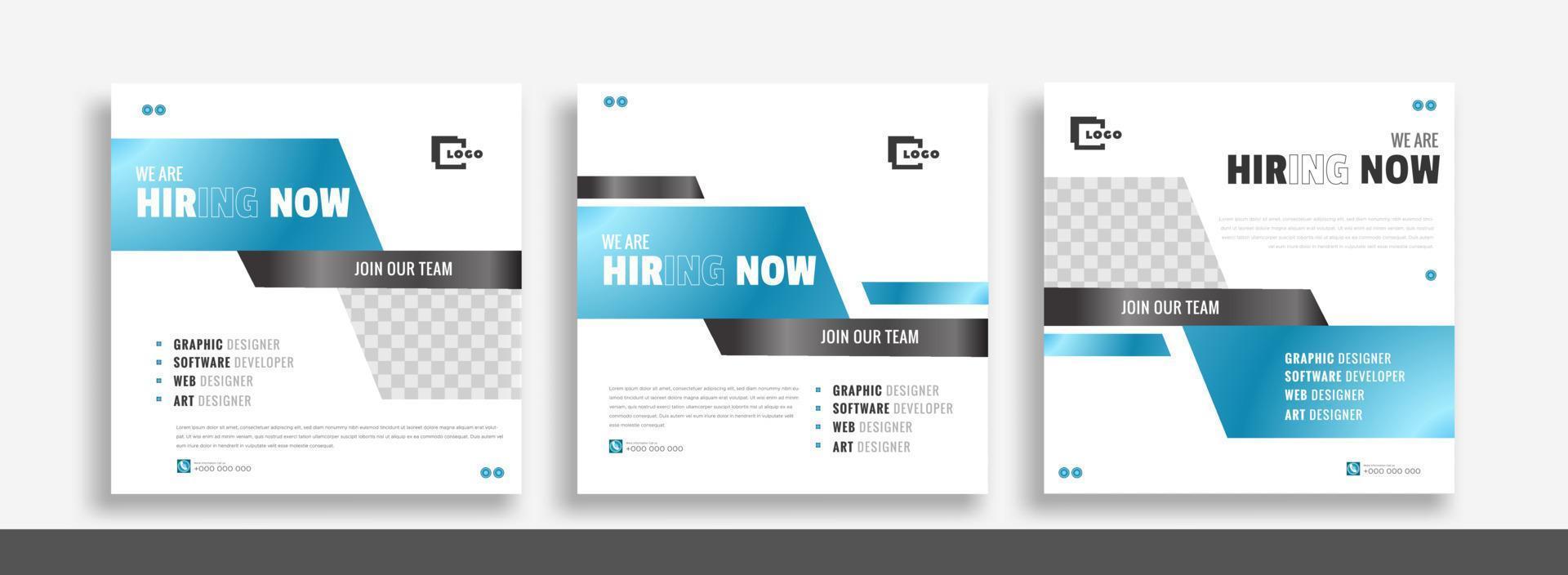 We are hiring job vacancy social media post banner design template with yellow color. We are hiring job vacancy square web banner design. vector