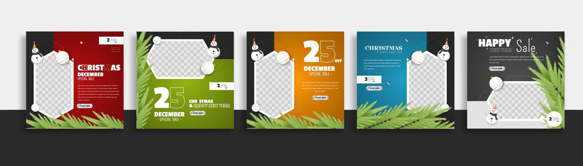 set of christmas social media post template web banner for promotions your product. vector