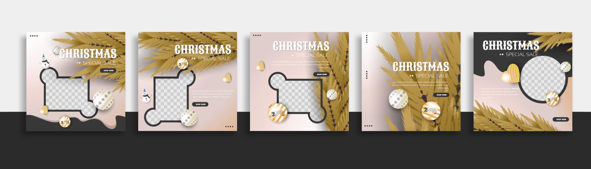 set of christmas social media post template web banner for promotions your product. vector