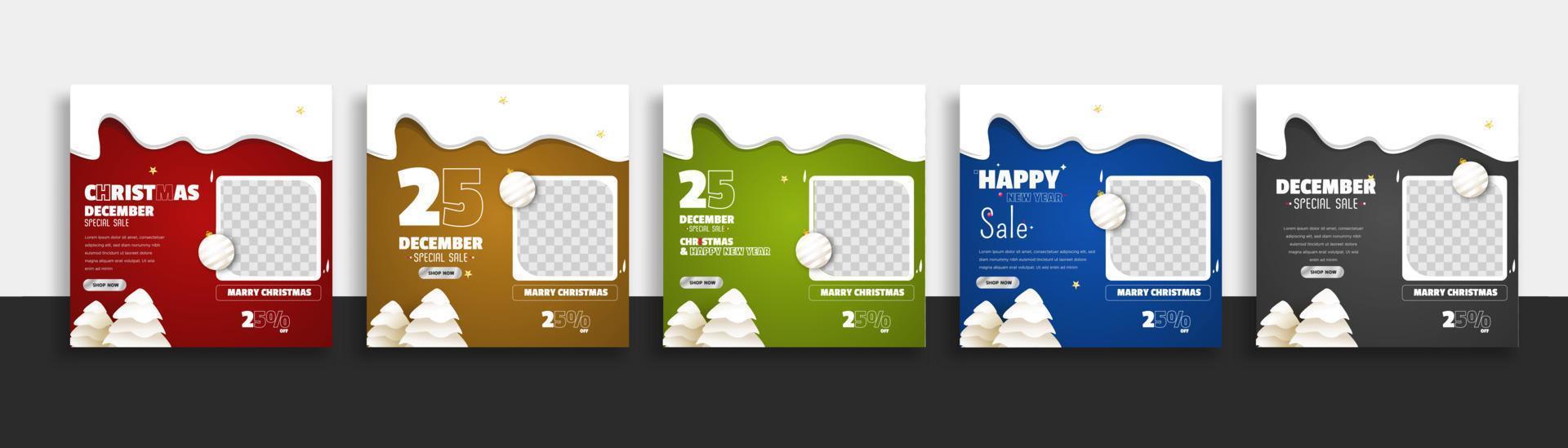 set of christmas social media post template web banner for promotions your product. vector