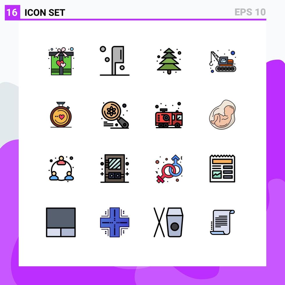 paquete de iconos de vectores de stock de 16 signos y símbolos de línea para computadora corazón árbol amor transporte elementos de diseño de vectores creativos editables