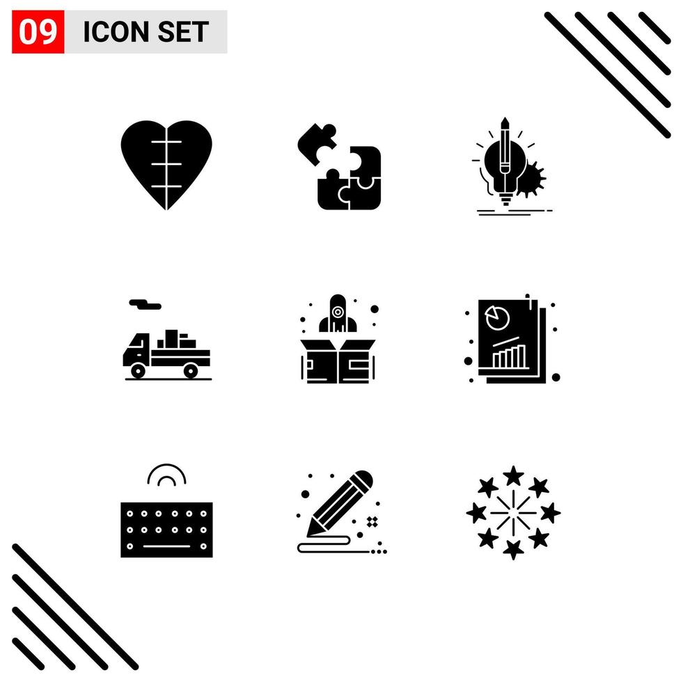 9 Creative Icons Modern Signs and Symbols of start transport idea shipping lightbulb Editable Vector Design Elements