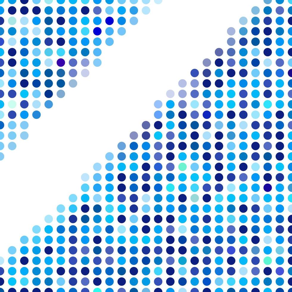 fondo de mosaico círculos aleatorios de color azul claro y oscuro, patrón vectorial de lunares, patrón versátil neutro para el diseño de estilo tecno empresarial. vector