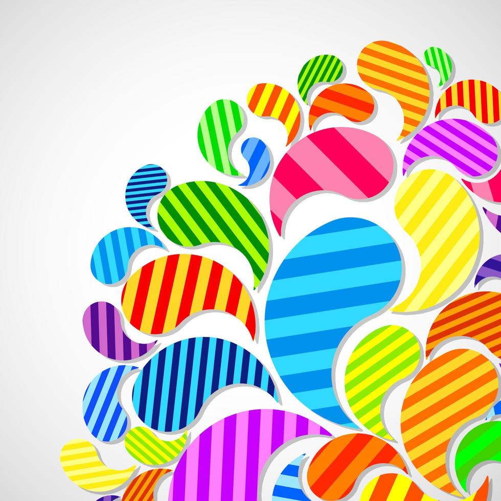 Bright striped colorful curved drops spray on a light background, vector color design, graphic illustration.